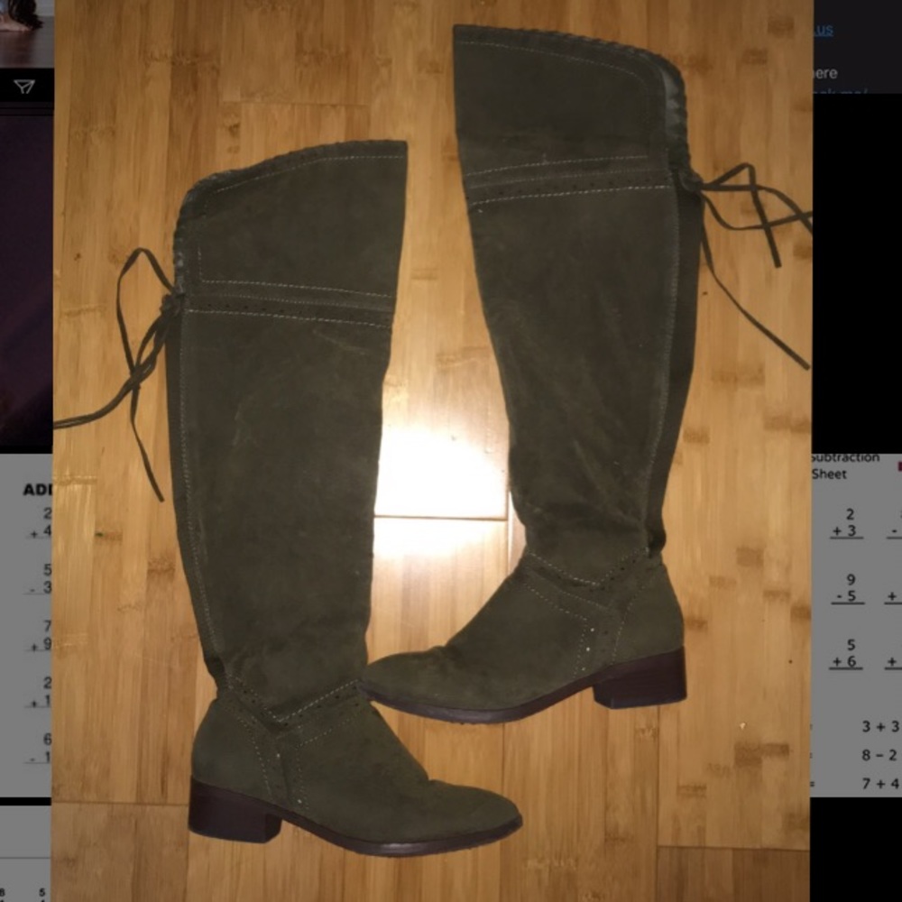 Hunter Green Thigh High Boots